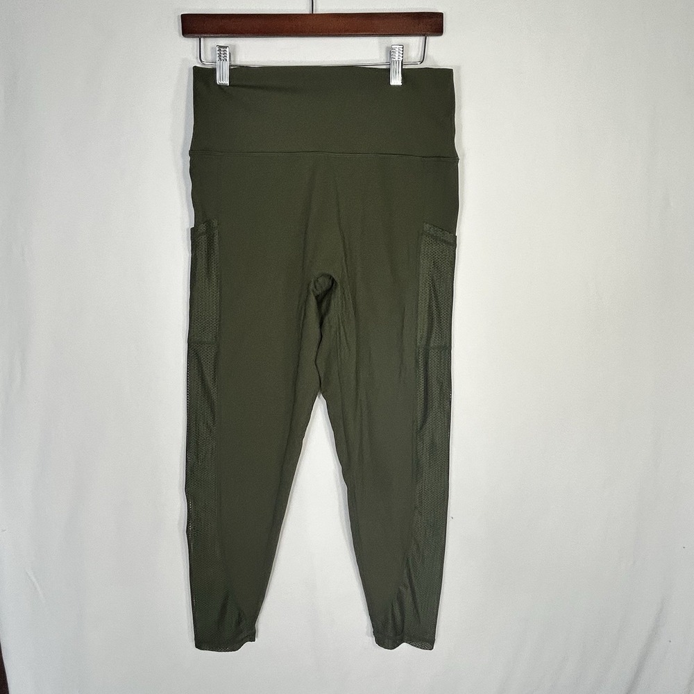 Offline By Aerie 7/8 Leggings High Rise Pockets Mesh Leg Hunter Green Size XL